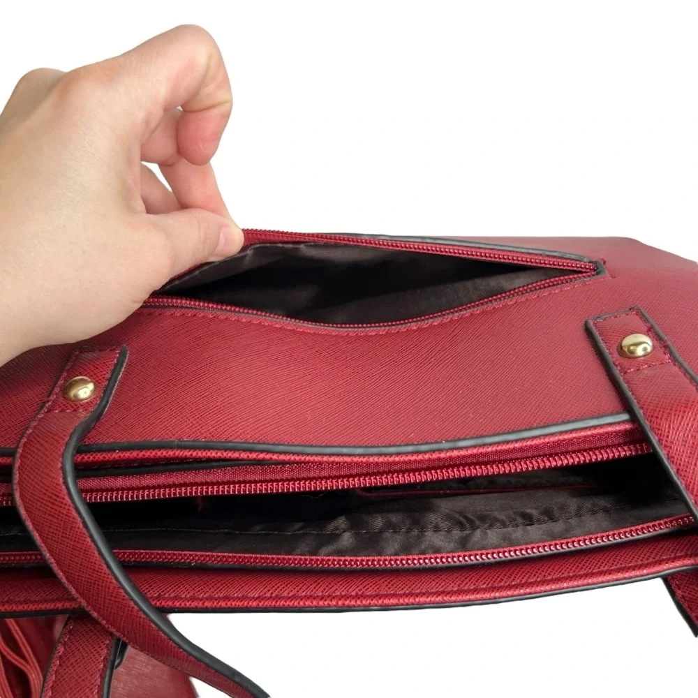 NWOT Elim & Paul Red Faux Leather 4 Piece Purse Bag Set - Picture 15 of 16